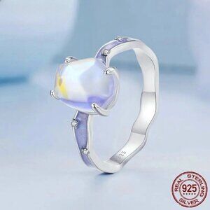 NWT Iridescent Stone Ring Sz.8 S925 Sterling Silver Fairy Feminine